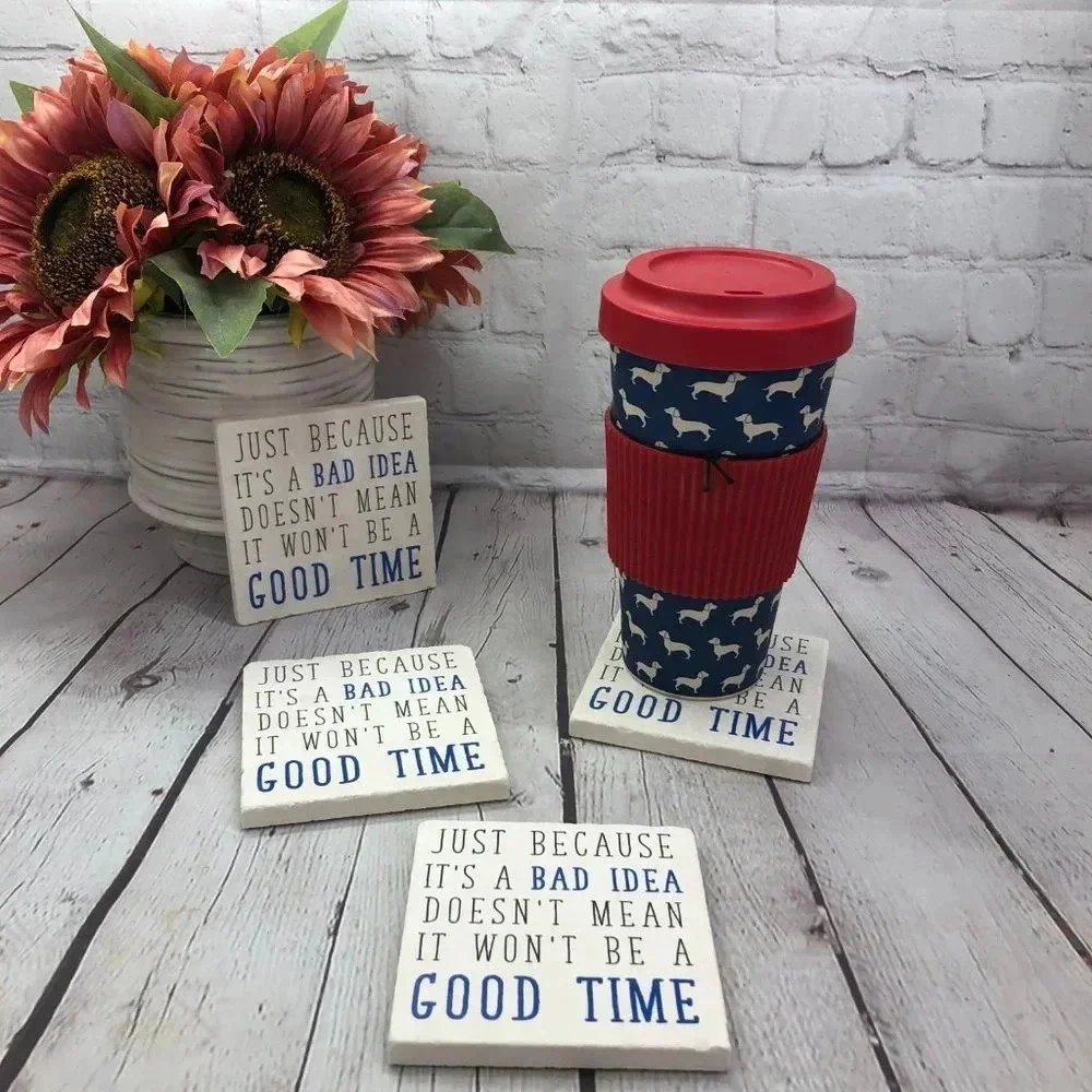Coasters JUST BECAUSE IT'S BAD IDEA DRINK COASTER set of 2